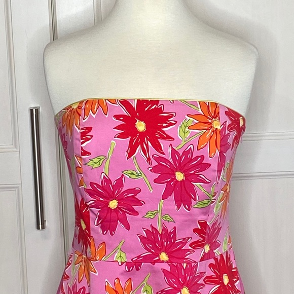 Spencer Jeremy Pink Floral Strapless Dress sz 10 - Picture 4 of 8